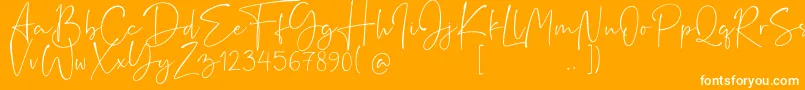 Rushtick-Schriftart – Weiße Schriften auf orangefarbenem Hintergrund