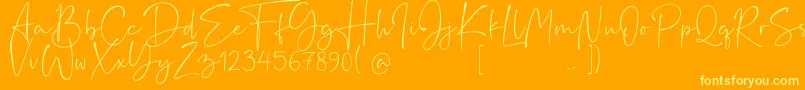 Rushtick Font – Yellow Fonts on Orange Background