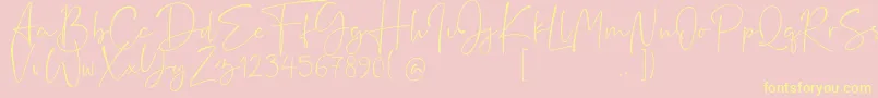 Rushtick Font – Yellow Fonts on Pink Background