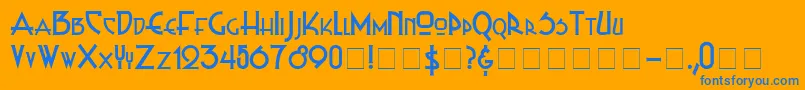 Russel Write TT Font – Blue Fonts on Orange Background