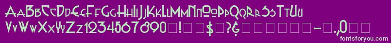 フォントRussel Write TT – 紫の背景に緑のフォント