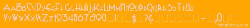 Russel Write TT Font – Pink Fonts on Orange Background