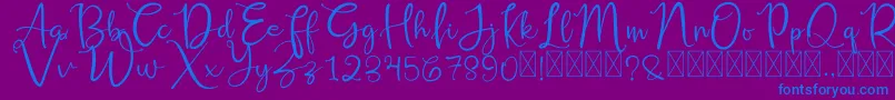 RusshellFree-Schriftart – Blaue Schriften auf violettem Hintergrund