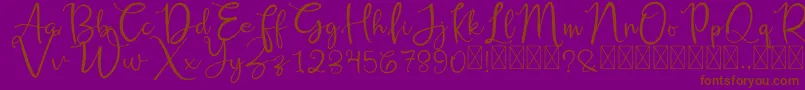 RusshellFree-Schriftart – Braune Schriften auf violettem Hintergrund