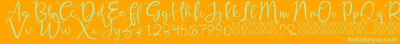 RusshellFree-Schriftart – Grüne Schriften auf orangefarbenem Hintergrund