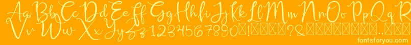 RusshellFree-Schriftart – Gelbe Schriften auf orangefarbenem Hintergrund