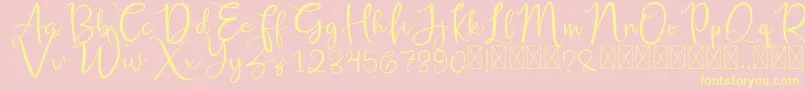 RusshellFree-Schriftart – Gelbe Schriften auf rosa Hintergrund