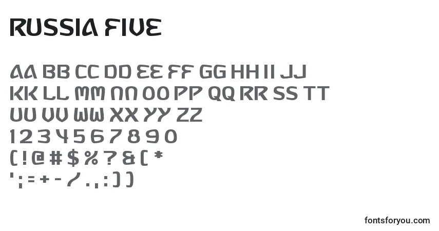 Шрифт Russia Five – алфавит, цифры, специальные символы