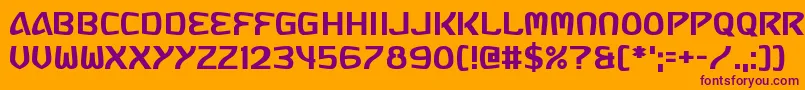 Russia Five-Schriftart – Violette Schriften auf orangefarbenem Hintergrund