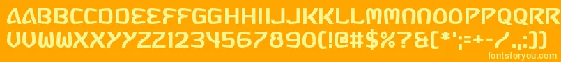 Russia Five-Schriftart – Gelbe Schriften auf orangefarbenem Hintergrund