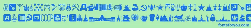 fuente Russia – Fuentes Azules Sobre Fondo Verde