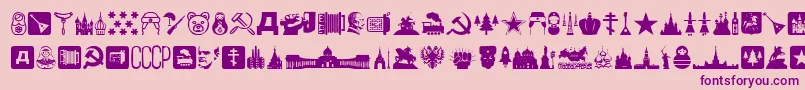 Russia-Schriftart – Violette Schriften auf rosa Hintergrund