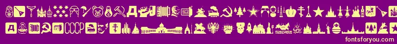 Russia Font – Yellow Fonts on Purple Background