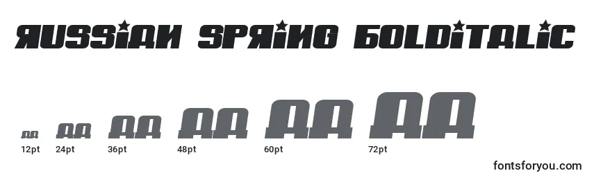 Russian Spring BoldItalic Font Sizes