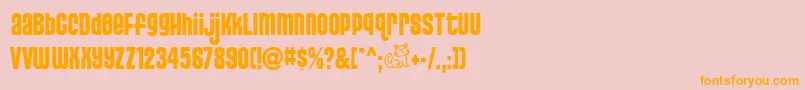 Pusss-Schriftart – Orangefarbene Schriften auf rosa Hintergrund