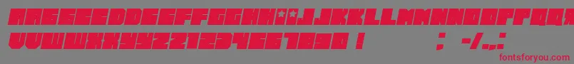 More about RussianoGrunged Italic Font RussianoGrunged Italic Font – Red Fonts on Gray Background