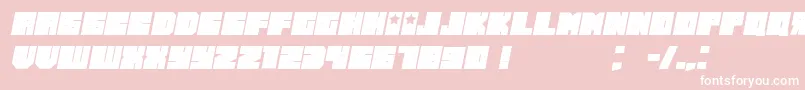 Lisätietoja RussianoGrunged Italic-fontista RussianoGrunged Italic-fontti – valkoiset fontit vaaleanpunaisella taustalla