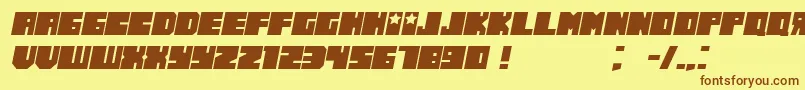 Fonte RussianoThin Italic – fontes marrons em um fundo amarelo
