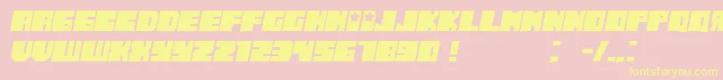 Fonte RussianoThin Italic – fontes amarelas em um fundo rosa