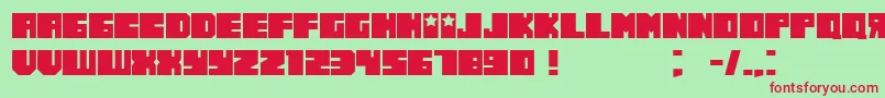 RussianoThin-Schriftart – Rote Schriften auf grünem Hintergrund