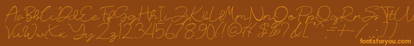 Russland Font – Orange Fonts on Brown Background