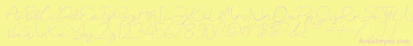 フォントRussland – ピンクのフォント、黄色の背景