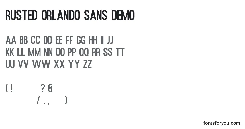 Шрифт Rusted Orlando Sans Demo – алфавит, цифры, специальные символы