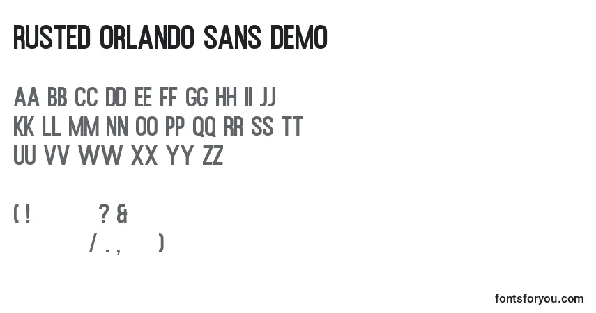A fonte Rusted Orlando Sans Demo (139358) – alfabeto, números, caracteres especiais