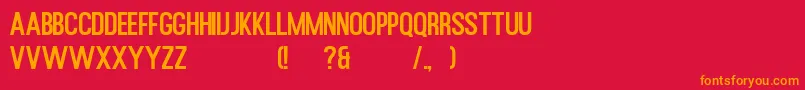 フォントRusted Orlando Sans Demo – 赤い背景にオレンジの文字