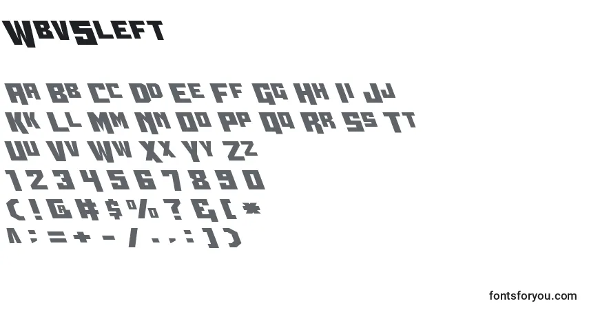 Schriftart Wbv5left – Alphabet, Zahlen, spezielle Symbole