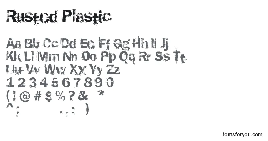 Schriftart Rusted Plastic – Alphabet, Zahlen, spezielle Symbole