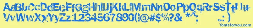 Rusted Plastic Font – Blue Fonts on Yellow Background