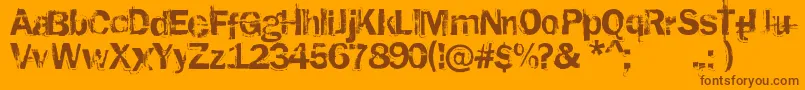Rusted Plastic-Schriftart – Braune Schriften auf orangefarbenem Hintergrund