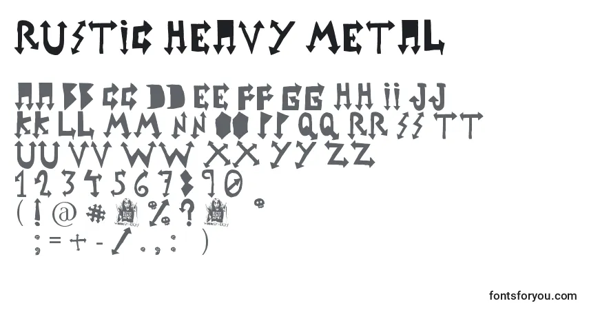Schriftart Rustic heavy metal – Alphabet, Zahlen, spezielle Symbole