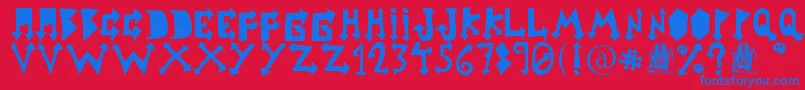 フォントrustic heavy metal – 赤い背景に青い文字