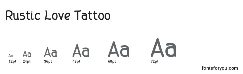 Размеры шрифта Rustic Love Tattoo
