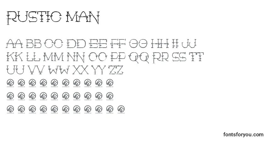 A fonte Rustic Man – alfabeto, números, caracteres especiais
