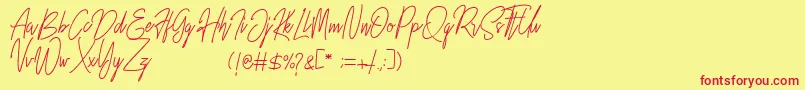 Rustic Towns Signature Demo Font – Red Fonts on Yellow Background
