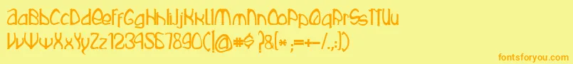 Rustika-Schriftart – Orangefarbene Schriften auf gelbem Hintergrund
