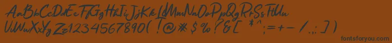 フォントRuthen Back – 黒い文字が茶色の背景にあります