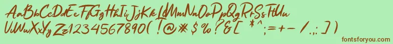 Ruthen Back-fontti – ruskeat fontit vihreällä taustalla
