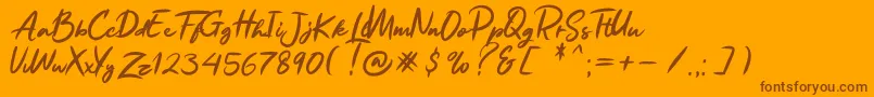 Ruthen Back-Schriftart – Braune Schriften auf orangefarbenem Hintergrund