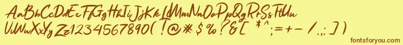 Fonte Ruthen Back – fontes marrons em um fundo amarelo
