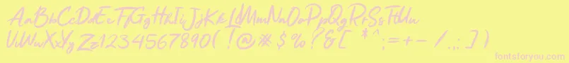 Ruthen Back-Schriftart – Rosa Schriften auf gelbem Hintergrund