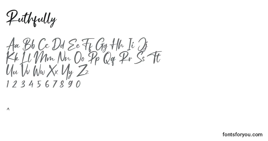 Czcionka Ruthfully – alfabet, cyfry, specjalne znaki