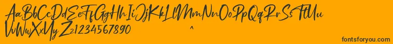 Ruthfully-Schriftart – Schwarze Schriften auf orangefarbenem Hintergrund