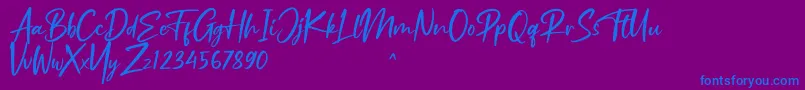 フォントRuthfully – 紫色の背景に青い文字