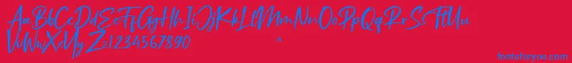 Ruthfully-Schriftart – Blaue Schriften auf rotem Hintergrund