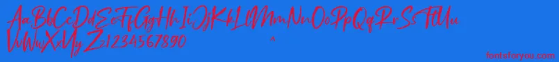 フォントRuthfully – 赤い文字の青い背景