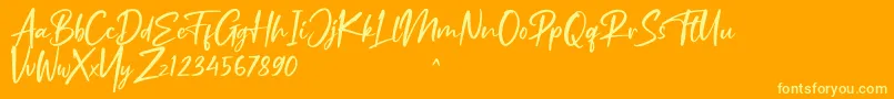 Шрифт Ruthfully – жёлтые шрифты на оранжевом фоне